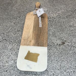 Mary Square “State of Oregon" wooden marble kitchen charcuterie cutting board